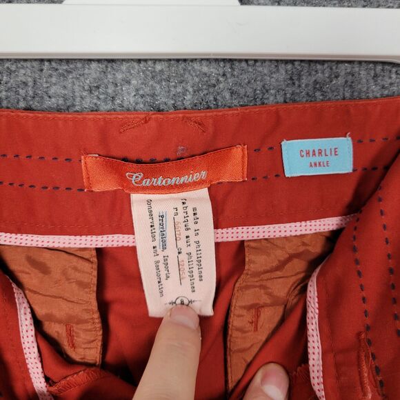 CARTONNIER Anthropologie Orange Charlie Ankle Zip Pants SIZE 8 - Picture 11 of 13